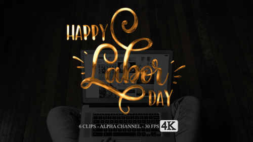 Happy Labor Day Fluid Calligraphy Text Reveal Animation
