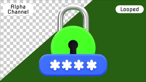 Secure Login Password Field with Padlock Authentication | Alpha Channel