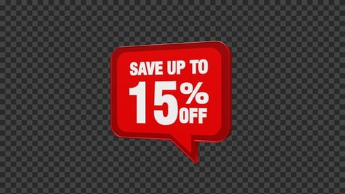 Animated 15 Percent Off Discount Speech Bubble