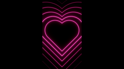 Vertical video radiating pink neon heart waves vj loop animation