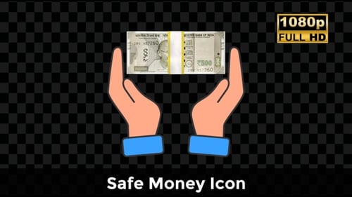 Flat Design Animation of Hands Holding Indian Rupees