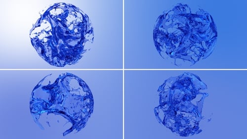 Dynamic Blue Liquid Sphere Forming Alpha Channel Transition