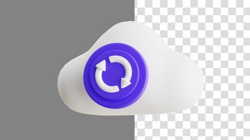 Animação 3D da sincronização na nuvem com a seta de sincronização | Alpha Channel