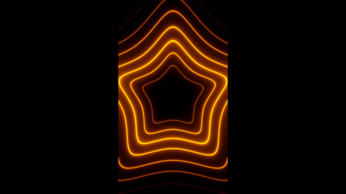 Vertical video rounded gold neon star tunnel loop animation background
