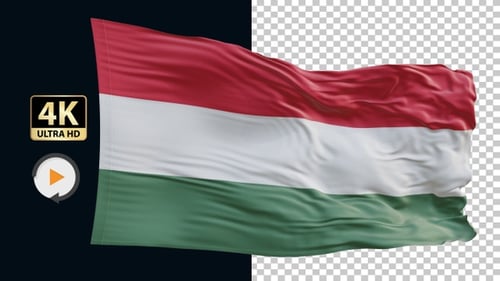 Realistic 3D Waving Flag of Hungary Animation