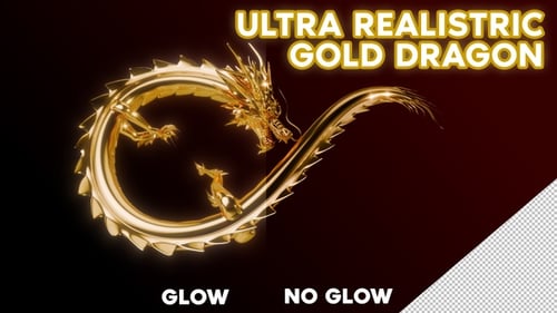 3D Gold Dragon Circural Coil Roll Seamless Loop Infinity Chinese New Year