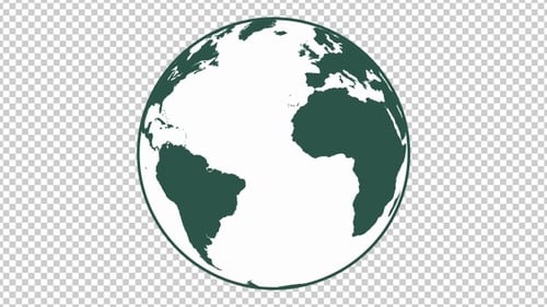 Spinning Earth Globe World Map Minimalist Flat Design