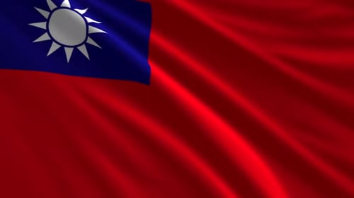Realistic Taiwan Flag Waving on Green Screen with Alpha Channel