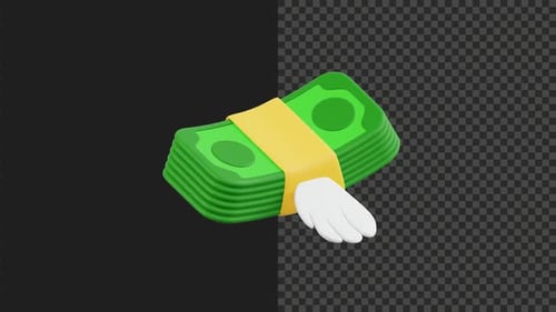 Flying Money Bundle 3D Animation