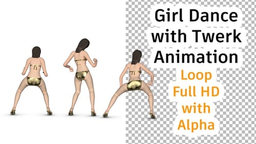 3D Animated Woman Dancing in Gold Bikini Loop