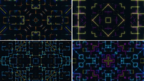 Abstract Futuristic Neon Geometric Grid Background