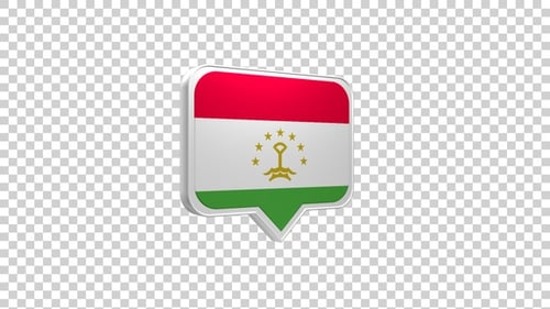 3D Tajikistan Flag Speech Bubble Icon Animation