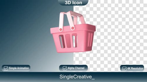 Modern 3D Animated Shopping Basket Icon