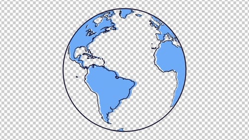 Minimalist Cartoon Earth Globe Spinning Loop