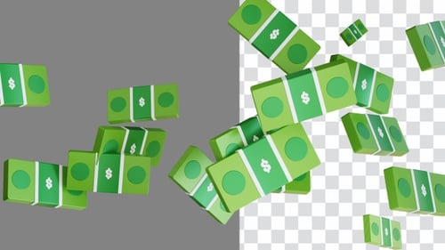 3D Animation of Money Transition Visualizing Seamless Financial Transactions | Alpha Channel