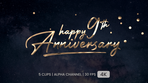 9th Happy Anniversary Text Animation