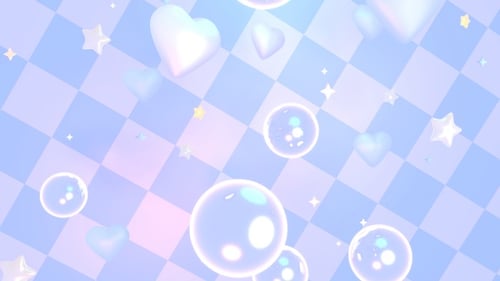Cute Pastel Hearts and Bubbles Floating Abstract Background