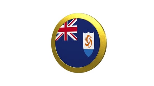 Anguilla National Flag Rotating Gold Coin Animation