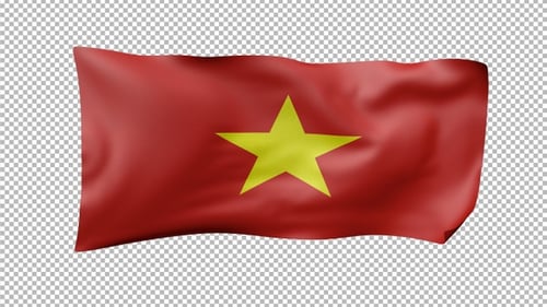 Seamless Loop of Waving Vietnam Flag 3D Animation