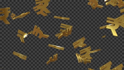 Falling Golden Indian Rupee Currency Symbols Seamless Loop