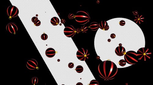 Falling Red and Gold Striped Christmas Ornaments Animation