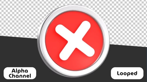 3D Wrong Cross Mark Icon Animation | Alpha Channel