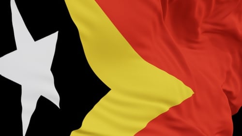 The East Timor with alpha channel waving in the wind in slow motion