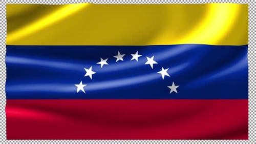 Waving Venezuela National Flag Animation on Transparent Background