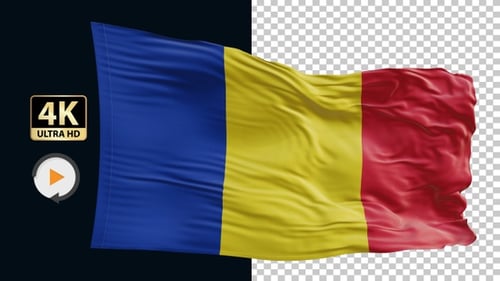 Drapeau de la Roumanie 4K Loop Alpha