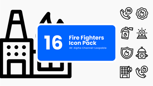 Flat Design Animated Firefighting Icons Pack
