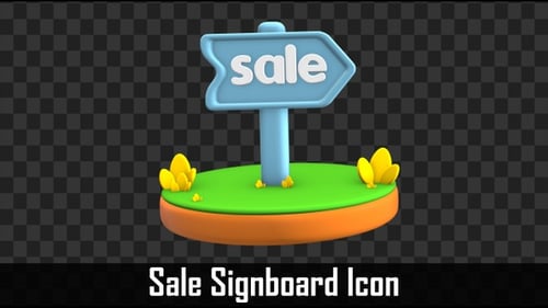 Cute 3D Animated Sale Signpost Icon