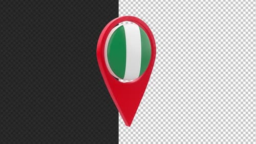 Rotating 3D Nigeria Map Pin Location Indicator