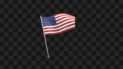 Realistic American Flag Waving on Transparent Background