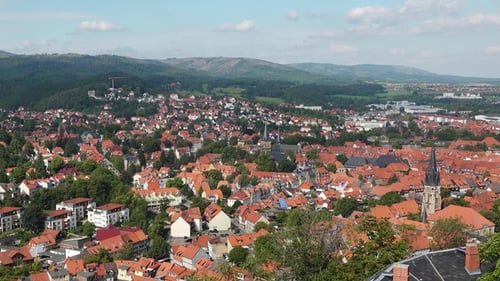 Residential buildings of medieval city in Europe. Traditional architecture half-timbered houses.