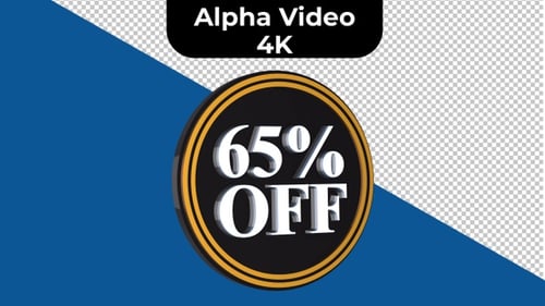 Elegant 3D 65 Percent Off Rotating Sale Badge