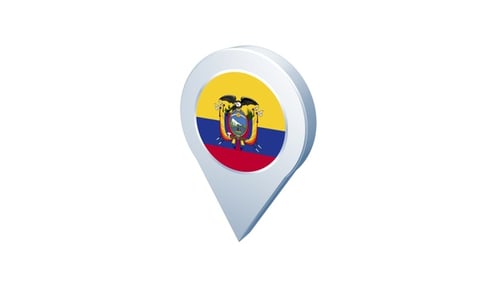 Animated 3D Ecuador Flag Location Map Pin