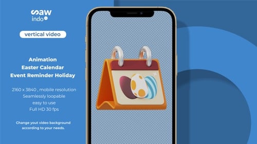 3D Animation Vertical Easter Calendar Event Reminder Holiday Loop 4K No Background