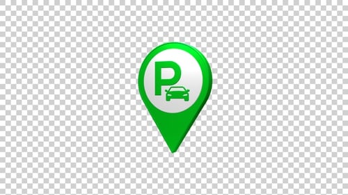 3D Animated Green Parking Location Pin Icon