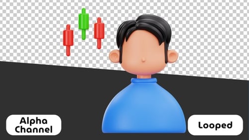 3D Financial Broker Trader Avatar Animation | Alpha Channel