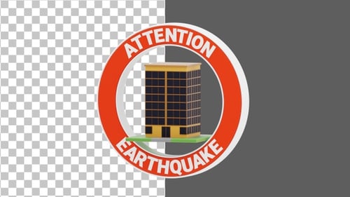 3D Earthquake attention sign | Alpha Channel
