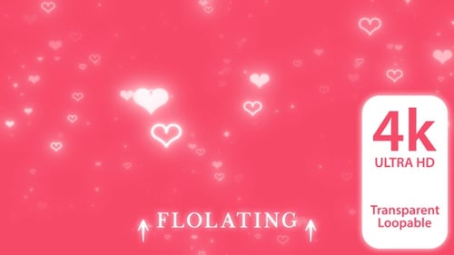 Animated Glowing Hearts and Sparkling Particles Background
