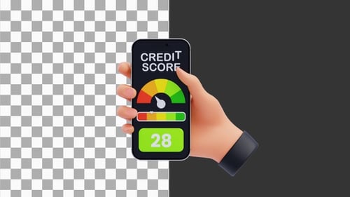 3D Credit Score Smartphone Finance Report | Alpha Channel