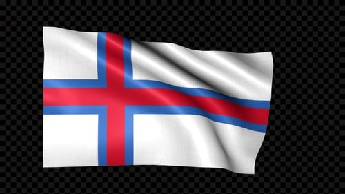 Faroe Islands Flag Waving Animation with Alpha Channel