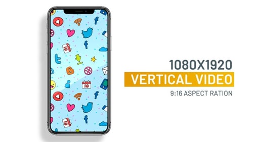 Seamless Social Media emoji icons pattern looping vertical animation