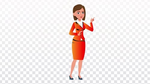 Animated Business Woman Character Pointing and Gesturing