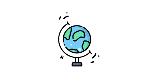 Animated Rotating Globe Icon in Flat Design Style