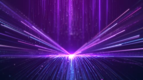 Dynamic Purple Light Rays and Particles Technology Background
