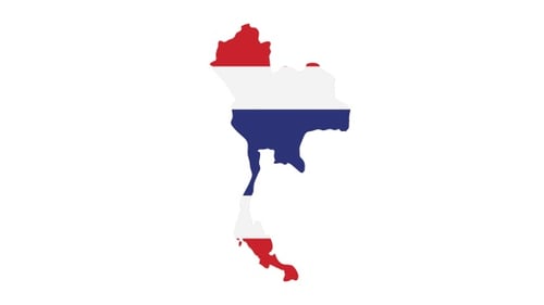 Animated Flat Design Thailand Map with Flag Reveal