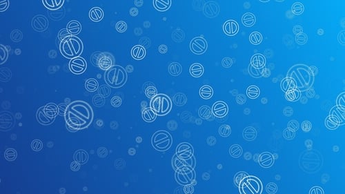 Abstract Prohibited Symbols Floating Blue Background Loop