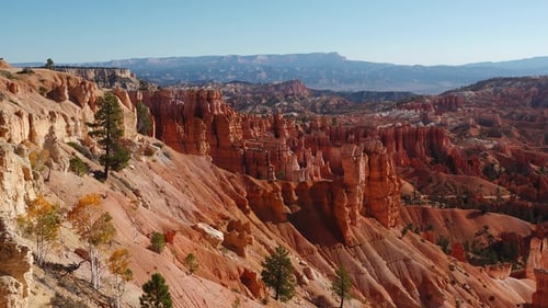 Rock formations and vibrant colors of Bryce Canyon National Park in bright daylight